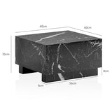 FineBuy Möbel zum Wohlfühlen FineBuy Table basse Monobloc 60 x 60 x 35 cm Noir brillant avec aspect marbre Table de salon carrée Design table basse salon en forme de cube