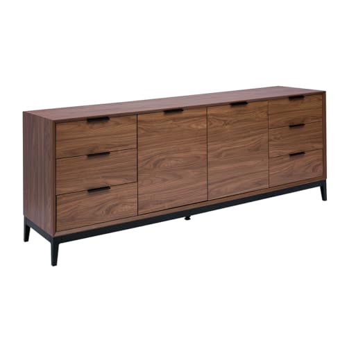 Buffet Vintage Finition Bois foncé Noyer et métal Noir avec rangements L180 cm Sarto Buffet Vintage Finition Bois foncé Noyer et métal Noir avec rangements L180 cm Sarto