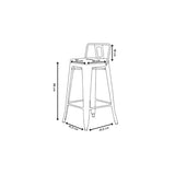 Tabouret de Bar en métal Noir Mat Style Industriel - avec Dossier - Hauteur 66cm