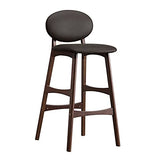 Hwsy Tabourets de Bar en Bois Massif Simples et Modernes, Pieds en Noyer avec siège en PU, Chaise de Petit-déjeuner à Dossier, Hauteur d'assise 75 cm (Couleur: Noir) Interesting