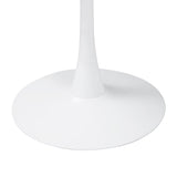 Table à Manger Ronde pour 4 à 5 Personnes diamètre 100 cm, Plateau en Verre trempé Aspect marbre Blanc, Base Ronde en métal Blanc - Tulips