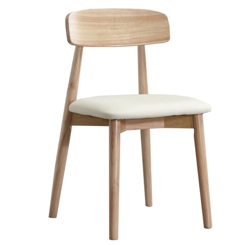 GIZNXBA Chaise Scandinave Blanche Chaises De Salle A Manger Scandinave sans Bras Chaise De Cuisine en Bois en Cuir avec Pieds en Bois pour La Salle À Manger(/White B)