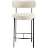 HOMIFAB Lot de 2 tabourets de Bar en Velours côtelé Beige - Evora