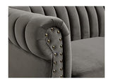 Vente-unique - Canapé Chesterfield 3 Places en Velours Trumbo - Gris