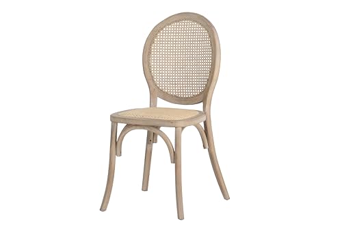 Adda Home Chaise, Bouleau Rotin, Naturel, Gris, 44X48X92 CM