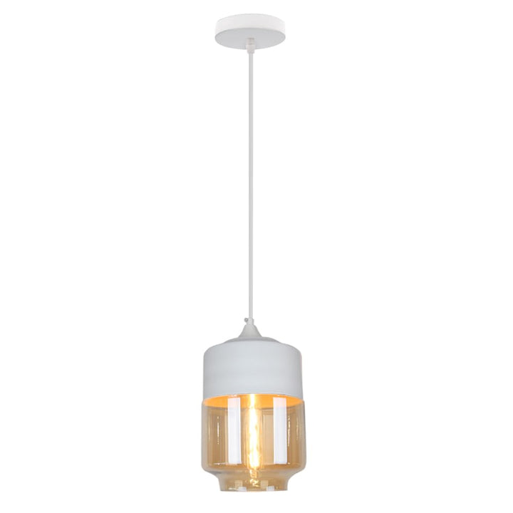 iDEGU Rétro Suspension Luminaire en Verre, Lustre Plafonnier Moderne Minimaliste Éclairage de Plafond E27 Lampe Suspension pour Cuisine Salle à Manger Chambre Bar Restaurant (Type-A, Blanc, 18CM)