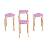 Dioche Tabouret rond empilable, chaise empilable en bois, tabouret de salle de bain et cuisine, tabourets de bar pour salon, chambre à coucher, en bois courbé 40 x 30 x 45,5 cm (Rose)