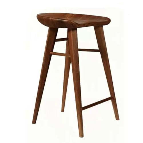 Dessus de cuisine en bois massif Tabouret de bar sans dossier Chaise de salle à manger en chêne pour bistrot 76 cm de hauteur Ferme Tabouret de bar haut Noir Noyer Couleur 65 cm/25,6 pouces Taille
