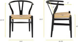YAXANSIH Lot de 2 chaises de Salle à Manger, Cuisine, Style Wishbone en Poly et écorce (Couleur : Noir)