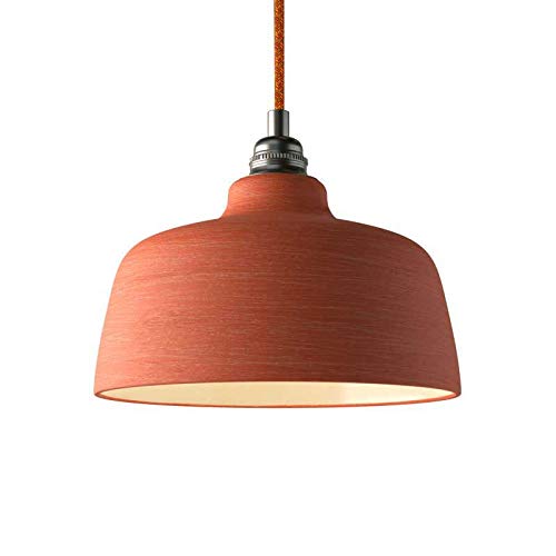 creative cables - Suspension fabriquée en Italie avec câble Textile, Abat-Jour Coupe en céramique et Finition en métal - sans Ampoule, Rouge Corail à Rayures - Blanc creative cables - Suspension fabriquée en Italie avec câble Textile, Abat-Jour Coupe en céramique et Finition en métal - sans Ampoule, Rouge Corail à Rayures - Blanc