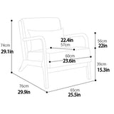 OLSKFUH Chaise De Loisirs pour Chambre À Coucher, Fauteuil en Cuir, Chaise D'Appoint Rétro du Milieu du Siècle Rembourrée avec Cadre en Bois, Chaise De Lecture Confortable,Blue-Size