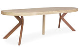 Menzzo Table a Manger avec Pied de Table Metal | Table Ronde Extensible Salle a Manger ou Cuisine avec Pied Central| Bois, Metal | Myriade |Diamètre 110 cm x H75 cm Dépliée: L110 x P160-210-260 x H75