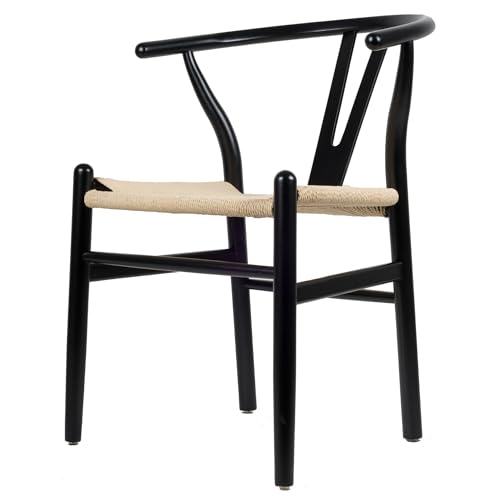 Chaise de salle à manger moderne Wishbone noir beige cadre en bois de hêtre massif meubles de style scandinave Chaise de salle à manger moderne Wishbone noir beige cadre en bois de hêtre massif meubles de style scandinave