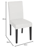 Mendler Lot de 4 chaises de séjour Littau - Simili-Cuir, Blanc Mat, Pieds foncés