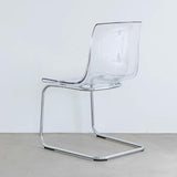 Lot de 2 chaises de salle à manger modernes en acrylique transparent style fantôme avec pieds en métal argenté pour cuisine, mariages, restaurants et banquets