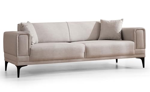 Menzzo Canapé 3 Places Convertible Vertice Tissu Toile Beige Menzzo Canapé 3 Places Convertible Vertice Tissu Toile Beige