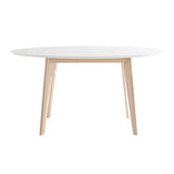 Miliboo Table Ovale Blanche et Bois Clair L150 cm Leena