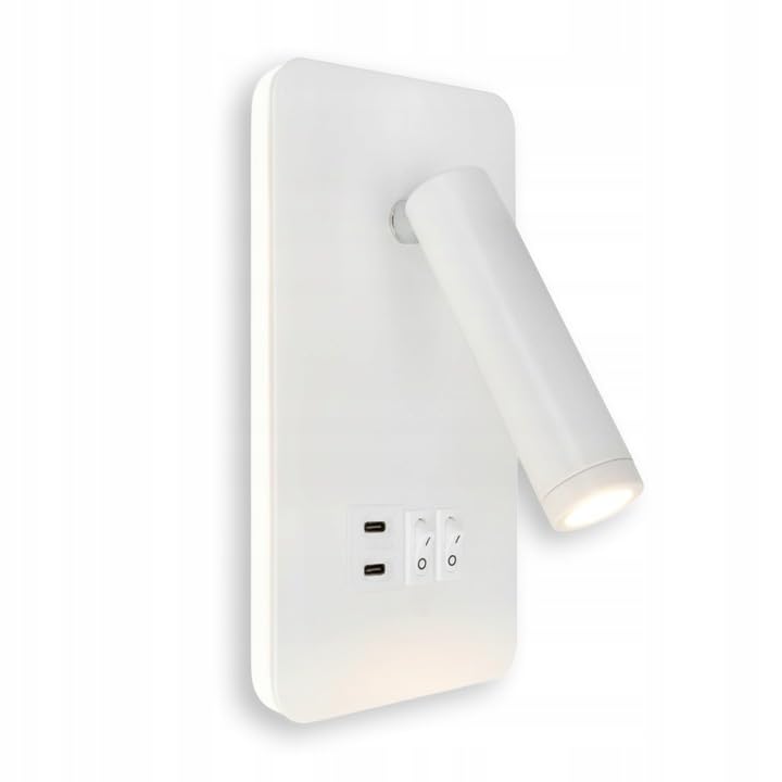 Horoz Electric Applique Murale LED Blanche CUNDA, Lampe Chevet de Lecture Moderne pour Lit avec Interrupteur 10W + 3W, 700lm, 4200K, Blanc Neutre avec Chargeur 2x Type C 5V 2A pour Chambre, Hôtel Horoz Electric Applique Murale LED Blanche CUNDA, Lampe Chevet de Lecture Moderne pour Lit avec Interrupteur 10W + 3W, 700lm, 4200K, Blanc Neutre avec Chargeur 2x Type C 5V 2A pour Chambre, Hôtel