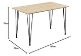 Table de Salle à Manger Cuisine Salon pour 4 Personnes Plateau MDF Pieds Acier Épingle à Cheveux 120 x 70 x 75 cm Effet Chêne et Noir