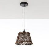 Luminaire Delhi, suspension rotin, 60 W, marron, ø29 x H25 cm