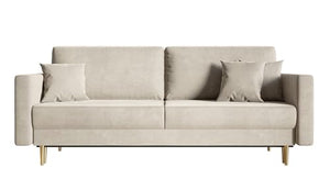 Selsey VALICO - Canapé Convertible - 3 Places - Velours hydrophobe - Beige