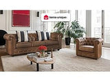 Vente-unique - Fauteuil Chesterfield en Microfibre Aspect Cuir Vieilli