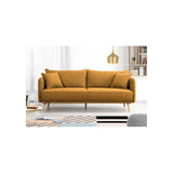 HEXAGONE Canapé Fixe 3 Places Daren - Tissu Moutarde - L 207 x P 90 x H 88 cm - Fabriqué en France