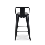Tabouret de Bar en métal Noir Mat Style Industriel - avec Dossier - Hauteur 66cm