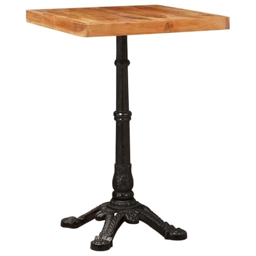 Ziaphsol Table de bistrot marron 50 x 50 x 76 cm en bois d Ziaphsol Table de bistrot marron 50 x 50 x 76 cm en bois d'acacia massif avec pied en fonte, carrée, rustique, pour salle à manger et cuisine