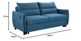 Mobilier-Deco Arlen - Canapé Convertible 3 Places en Tissu Bleu