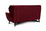 Cavadore Abby Canapé 3 Places avec Capitonnage à Boutons, Style Rétro, Aspect Velours, 183 x 89 x 88 cm, Rouge