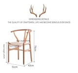 Lan Xin-JP Chaise de Bureau, Chaises de Salle à Manger en Bois Nordique Wishbone Bras Salon Cuisine Bureau extérieur chaises de Salle à Manger Ergonomique Meubles de Maison de Luxe(S)