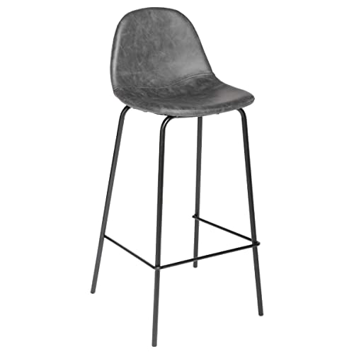 Atmosphera - Lot de 2 tabourets de Bar Vladi Gris Effet Cuir Atmosphera - Lot de 2 tabourets de Bar Vladi Gris Effet Cuir