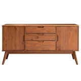 IDIMEX Buffet Tivoli Style scandinave Design Vintage Nordique Commode bahut vaisselier avec 3 tiroirs et 2 Portes battantes, en pin Massif lasuré Brun foncé