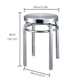 Tabourets de bar industriels en acier inoxydable, chaises de salle à manger empilables et dos nu, hauteur de comptoir de 45,7 cm pour restaurants et bars, design rond en métal