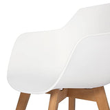 H.J WeDoo Lot de 4 Chaise Salle à Manger, Fauteuils Scandinave de Chaise latérale Design rétro avec Jambe de Bois de hêtre Massif - Blanc