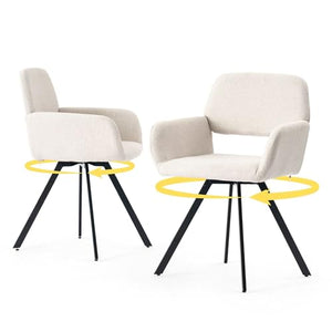 39F Furniture Dream Lot de 2 chaises de Bureau Modernes Beiges, Design pivotant, Fauteuil rembourré à 360° pour Cuisine, Bureau, Salon, Beige, 57 x 53 x 81,5 cm