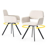 39F Furniture Dream Lot de 2 chaises de Bureau Modernes Beiges, Design pivotant, Fauteuil rembourré à 360° pour Cuisine, Bureau, Salon, Beige, 57 x 53 x 81,5 cm