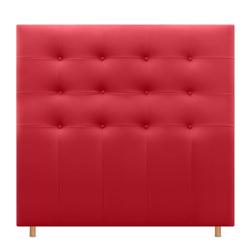DHOME Tête de lit tapissée Capitoné en similicuir pour lit double (rouge, 160 cm)