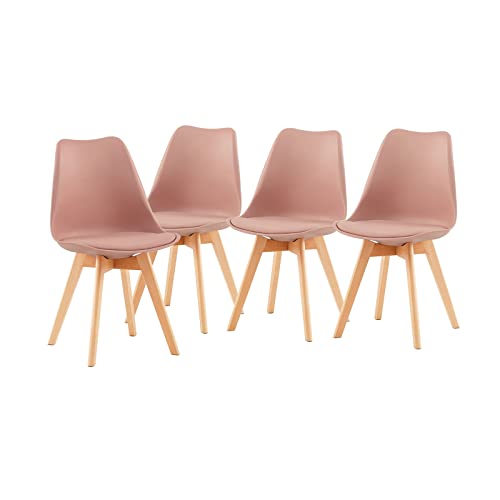 EGGREE Lot de 4 Chaise Salle à Manger Scandinaves SGS Tested Chaise Rembourrée de Cuisine Rétro Chaise de Bureau avec Pieds en Bois de Hêtre Massif, Rose FuméEGGREE Lot de 4 Chaise Salle à Manger Scandinaves SGS Tested Chaise Rembourrée de Cuisine Rétro Chaise de Bureau avec Pieds en Bois de Hêtre Massif, Rose Fumé