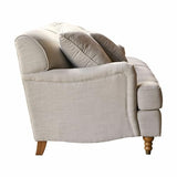 Loberon Canapé Isa en velours de polyester, bois de pin, env. 80 x 224 x 95 cm, lin