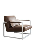 TUONI Banker Fauteuil, Métal Simili Cuir, Cappuccino/Blanc, 70 x 83 x 73 cm