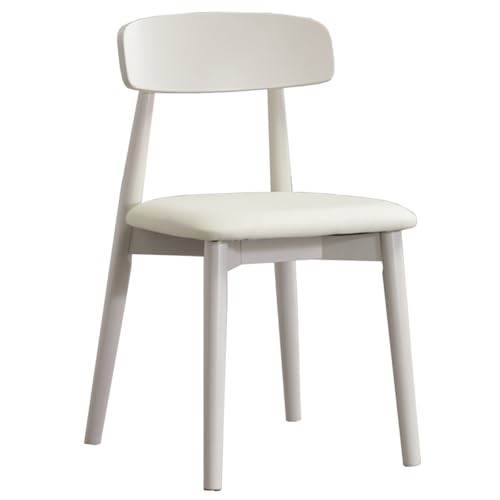 GIZNXBA Chaise Scandinave Blanche Chaises De Salle A Manger Scandinave sans Bras Chaise De Cuisine en Bois en Cuir avec Pieds en Bois pour La Salle À Manger(/White A)
