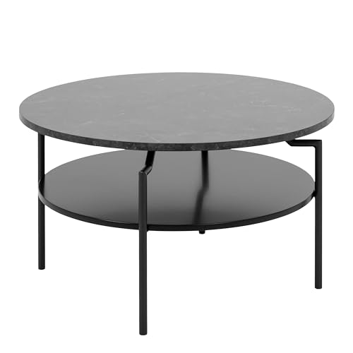 Furniture To Go Table Basse Ronde Goldington Noire avec Effet marbre