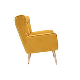 Miliboo Fauteuil scandinave en Tissu Effet Velours Jaune Moutarde et Bois Clair Avery