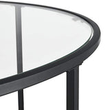 Table Basse Ronde pour Salon Petite Table Stylée Plateau en Verre Pieds en Acier 84 x 45,5 cm Noir