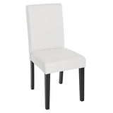 Mendler Lot de 4 chaises de séjour Littau - Simili-Cuir, Blanc Mat, Pieds foncés