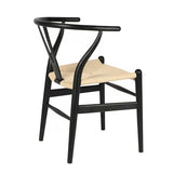 FSDFKPOP Lot de 4 chaises Wishbone en Y en Bois Massif, avec accoudoirs du Milieu du siècle, siège en Chanvre (frêne – Noir)(Ash Wood,Pack of 1)