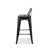Tabouret de Bar en métal Noir Mat Style Industriel - avec Dossier - Hauteur 66cm