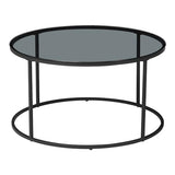 [en.casa] Table Basse Ronde pour Salon Métal Verre Trempé Fumé 45 x 80 cm Noir Transparent